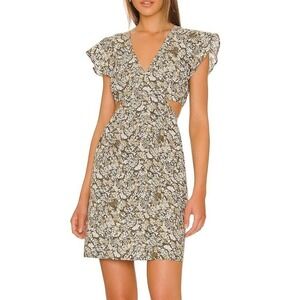 Rails Nyla Olive Vine Cut Out Mini Dress Medium Green Floral Boho Summer Cotton